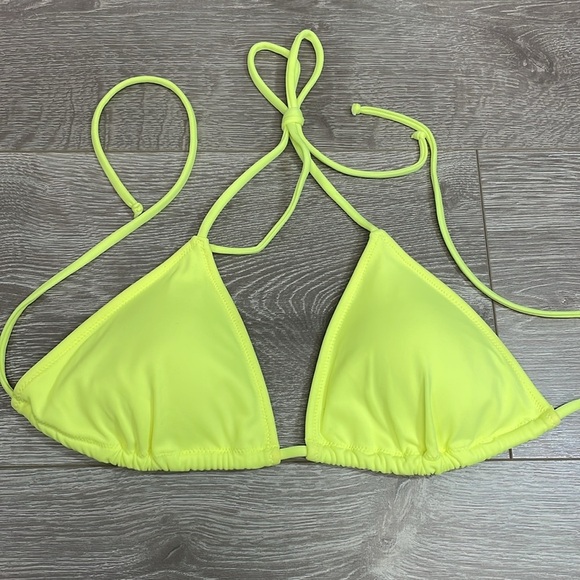 NWOT Victoria’s Secret Bikini Strappy Cheeky Triangle Top Neon Graffiti Yellow M - Picture 9 of 16